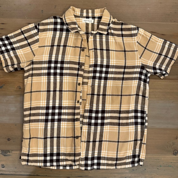 PacSun Other - PacSun Men's Casual Tan and Black Plaid Shirt